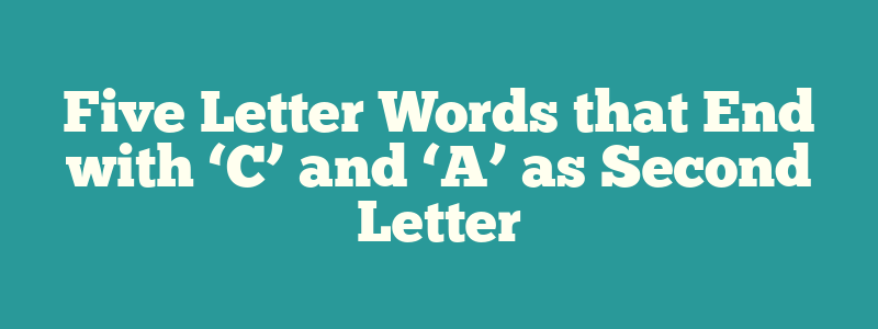 Five Letter Words that End with ‘C’ and ‘A’ as Second Letter