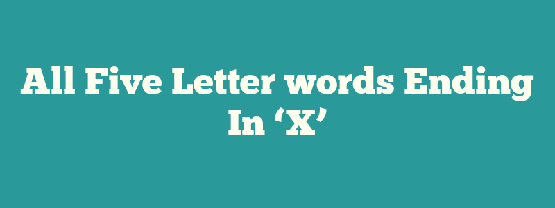 All Five Letter words Ending In ‘X’